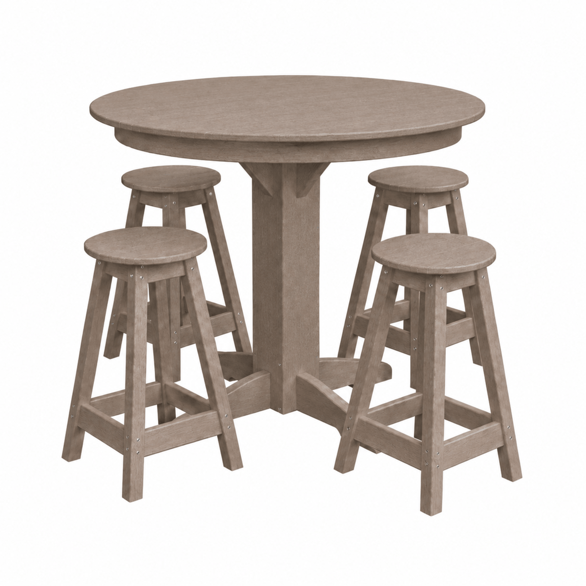 Keystone Amish Co. Poly Composite Sierra 5-Piece Counter Height Dining Set with Round Table