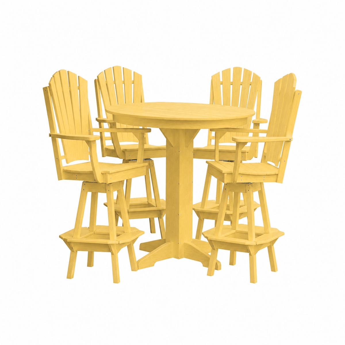 Keystone Amish Co. Sunburst 5-Piece Poly Bar Dining Set with Round Table