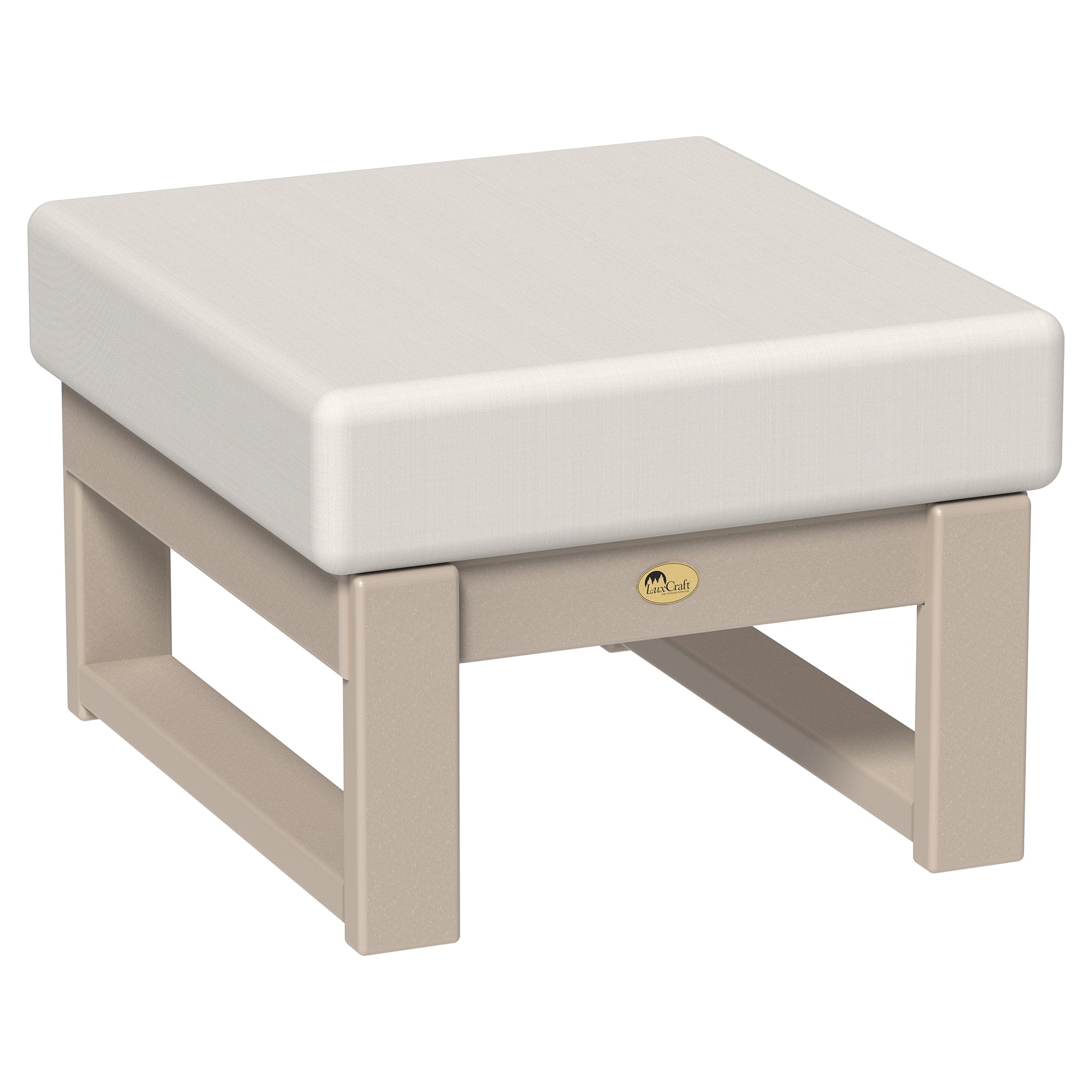 LuxCraft Poly Composite Lanai Deep Seating Ottoman with Cushion