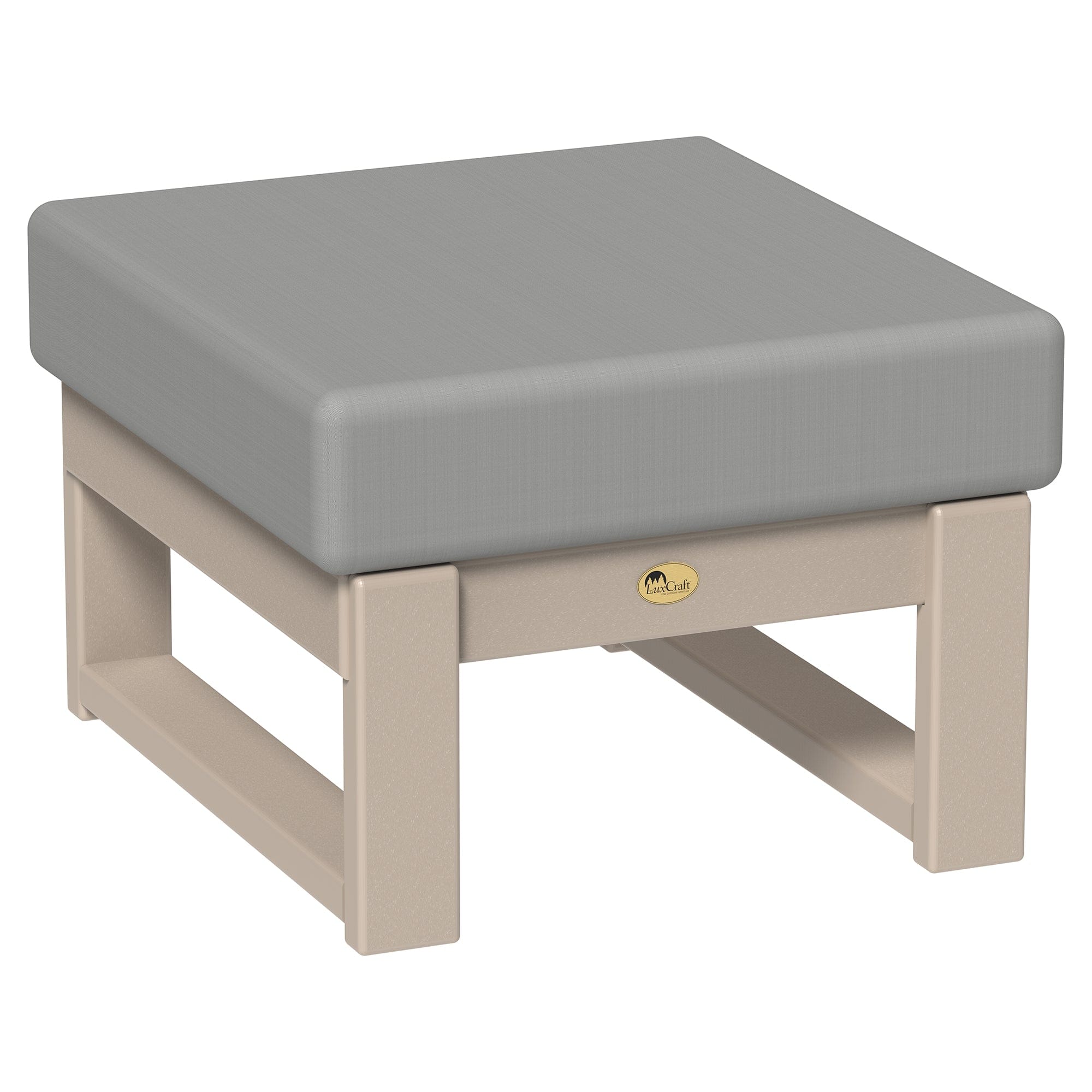 LuxCraft Poly Composite Lanai Deep Seating Ottoman with Cushion