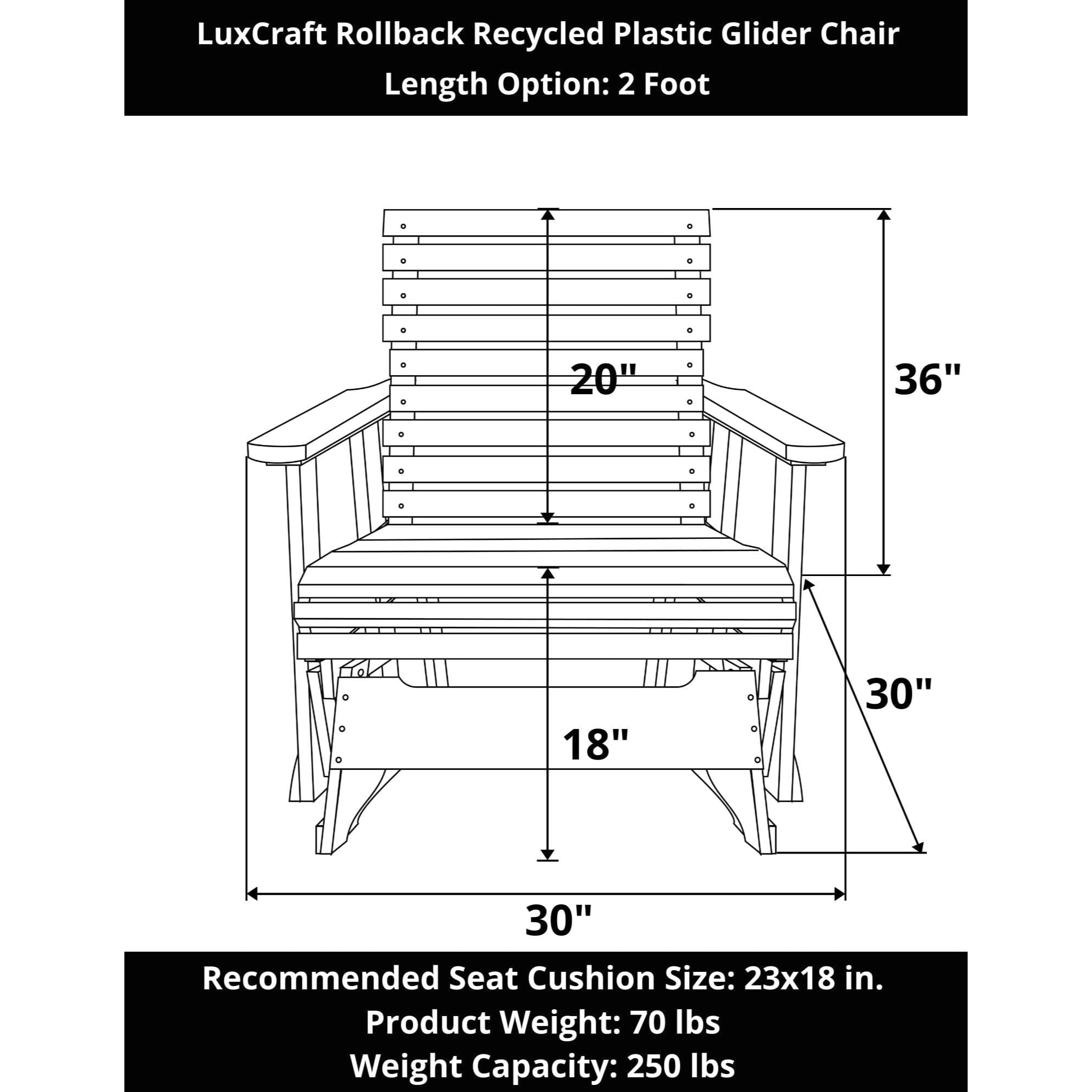 LuxCraft Rollback Poly Composite Glider Chair