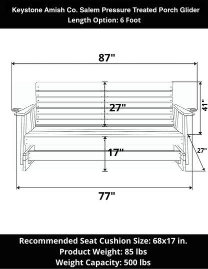 Keystone Amish Co. Salem Pressure Treated Porch Glider