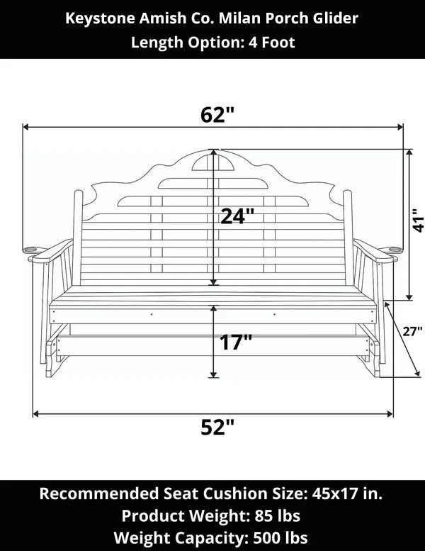 Keystone Amish Co. Milan Porch Glider