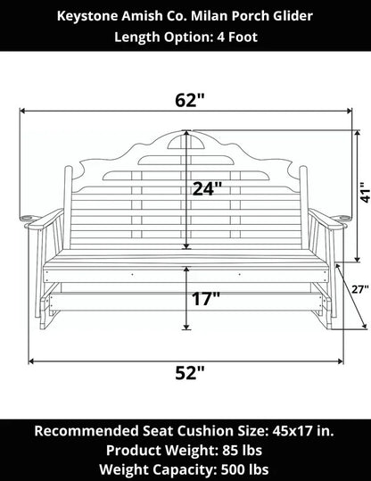 Keystone Amish Co. Milan Porch Glider