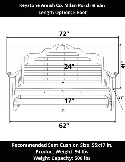 Keystone Amish Co. Milan Porch Glider