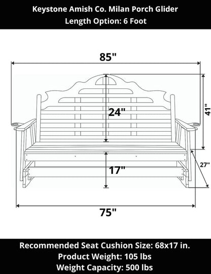 Keystone Amish Co. Milan Porch Glider