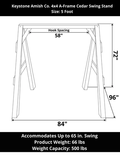 A-Frame 4x4 Cedar Swing Stand - 5 Foot Specifciations