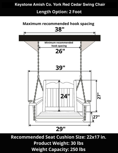 Keystone Amish Co. York Red Cedar Swing Chair