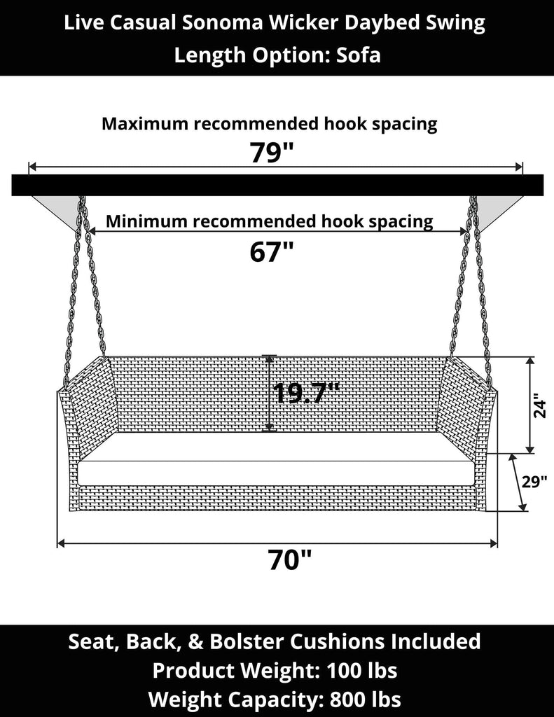 Sonoma Wicker Daybed Porch Swing With Cushions The Porch Swing Company