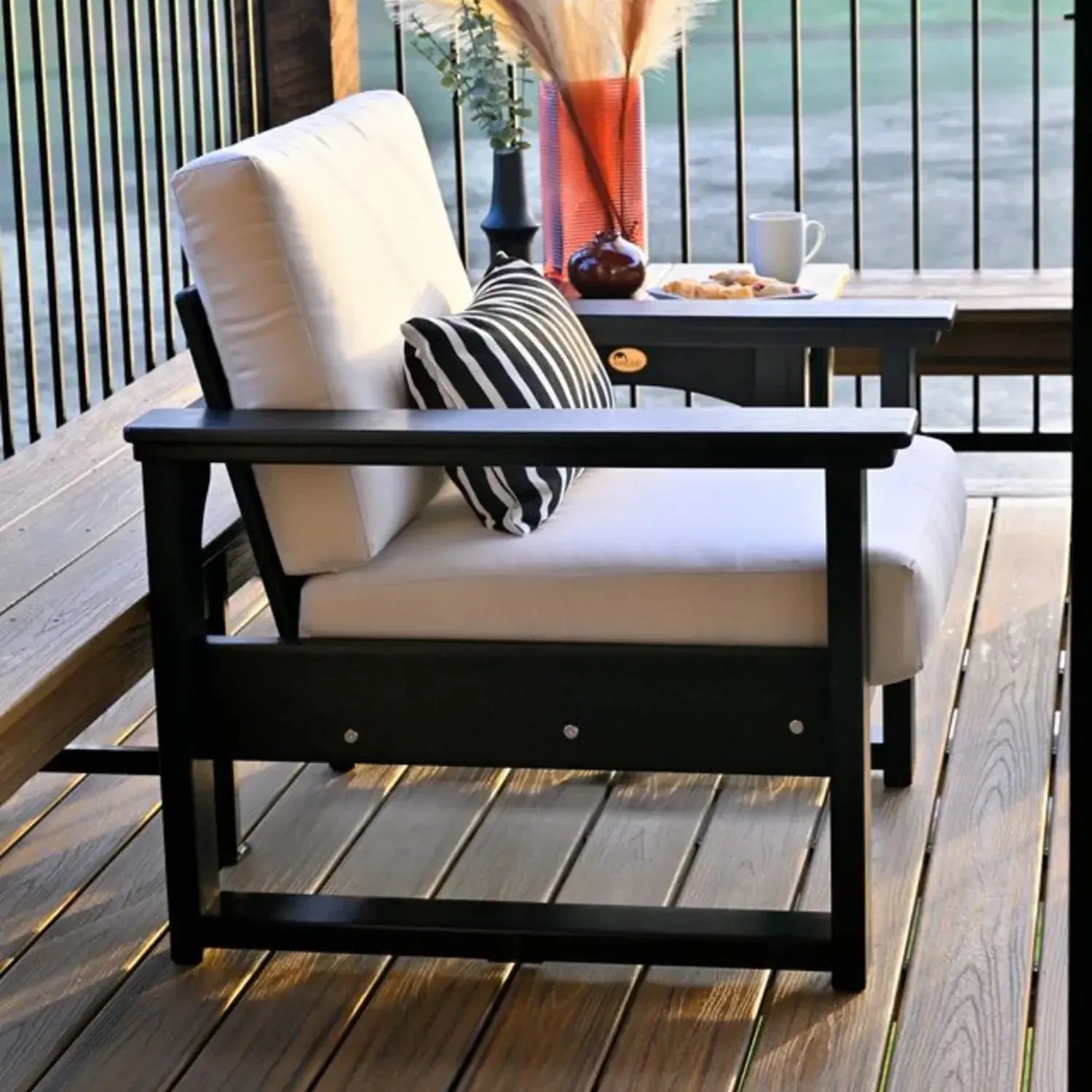 Lanai Deep Seating Chair in Black with Canvas fabric