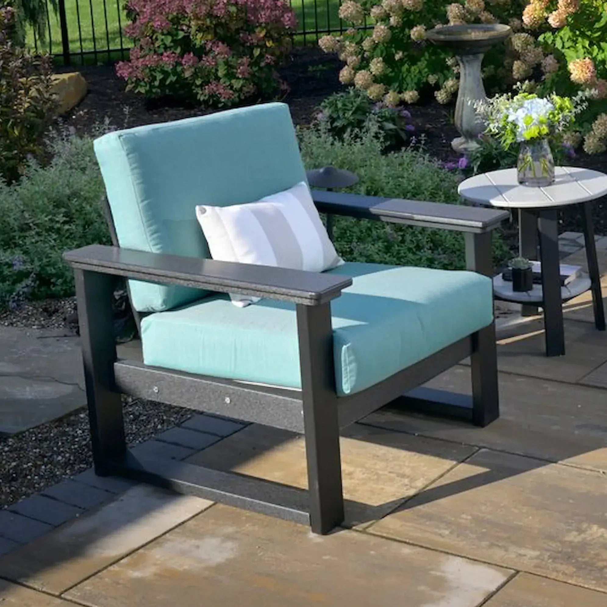 Lanai Deep Seating Chair in Black with Cast Breeze fabric
