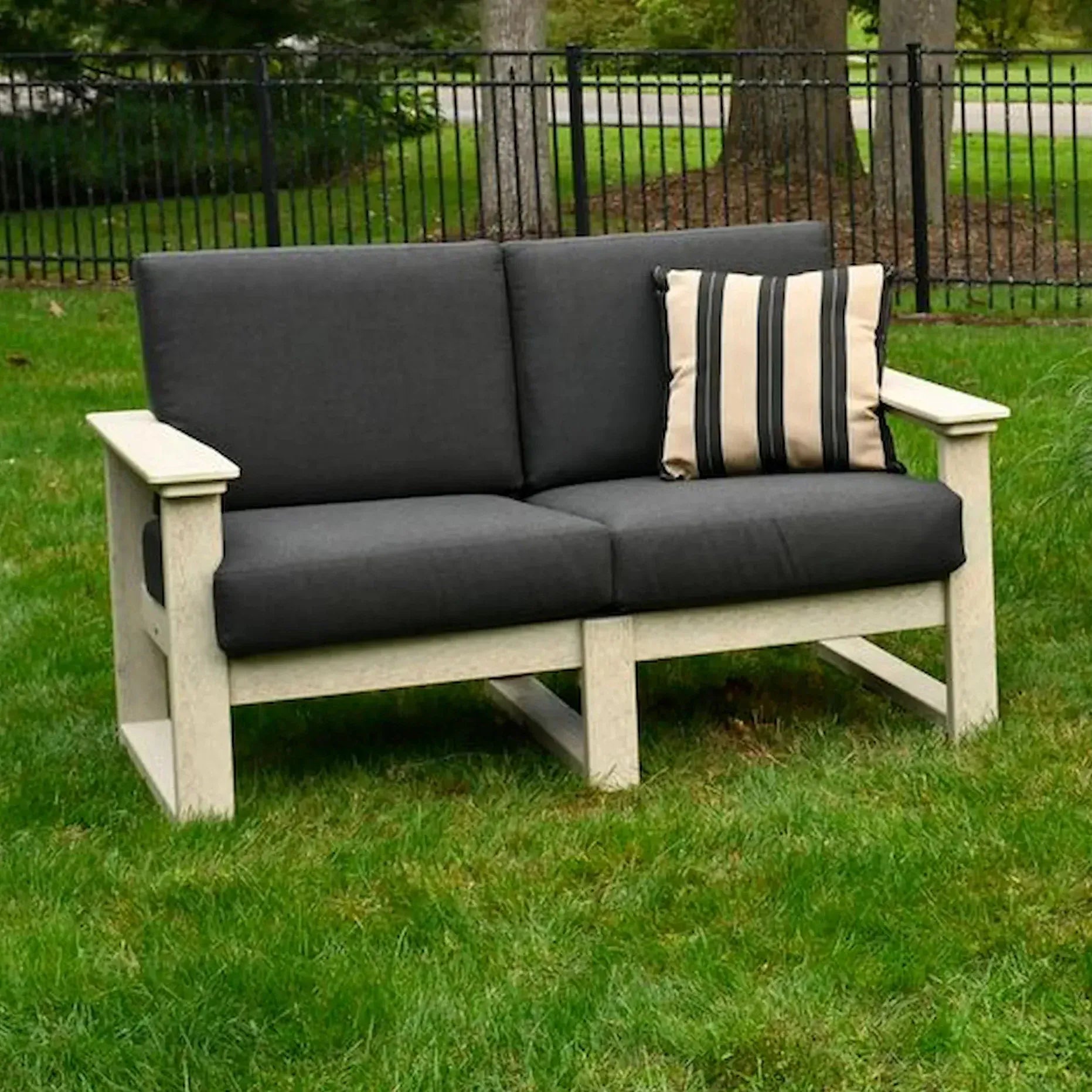 Lanai Deep Seating Loveseat in Birch with Spectrum Carbon fabric
