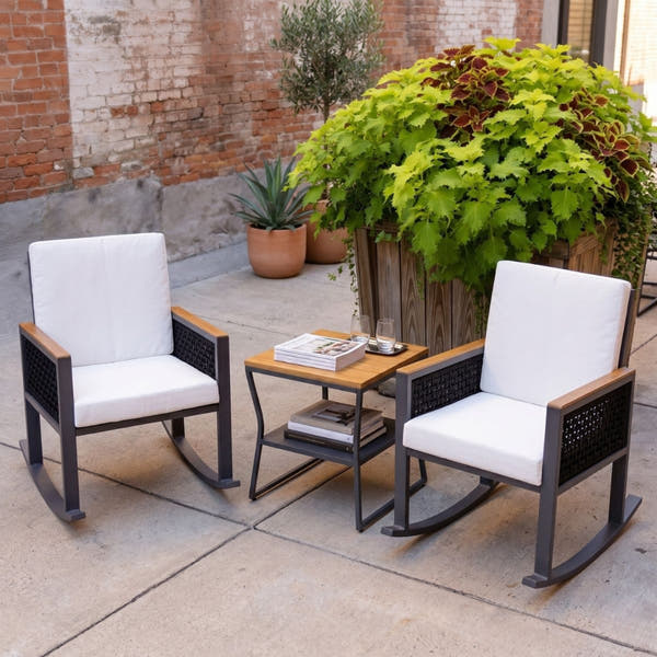 East Green Linden Rocking Chair Conversation Set