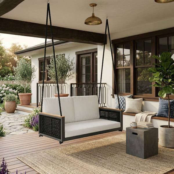 East Green Linden Porch Swing With Cushions