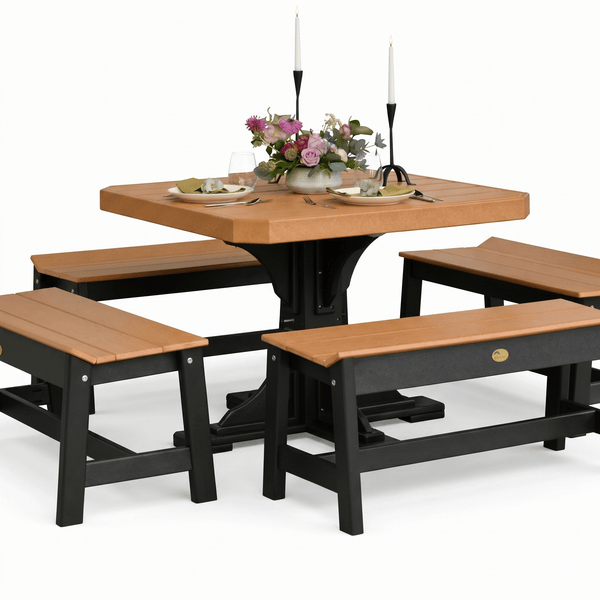 Luxcraft Poly Composite 4-Person Square Dining Table & Bench Set
