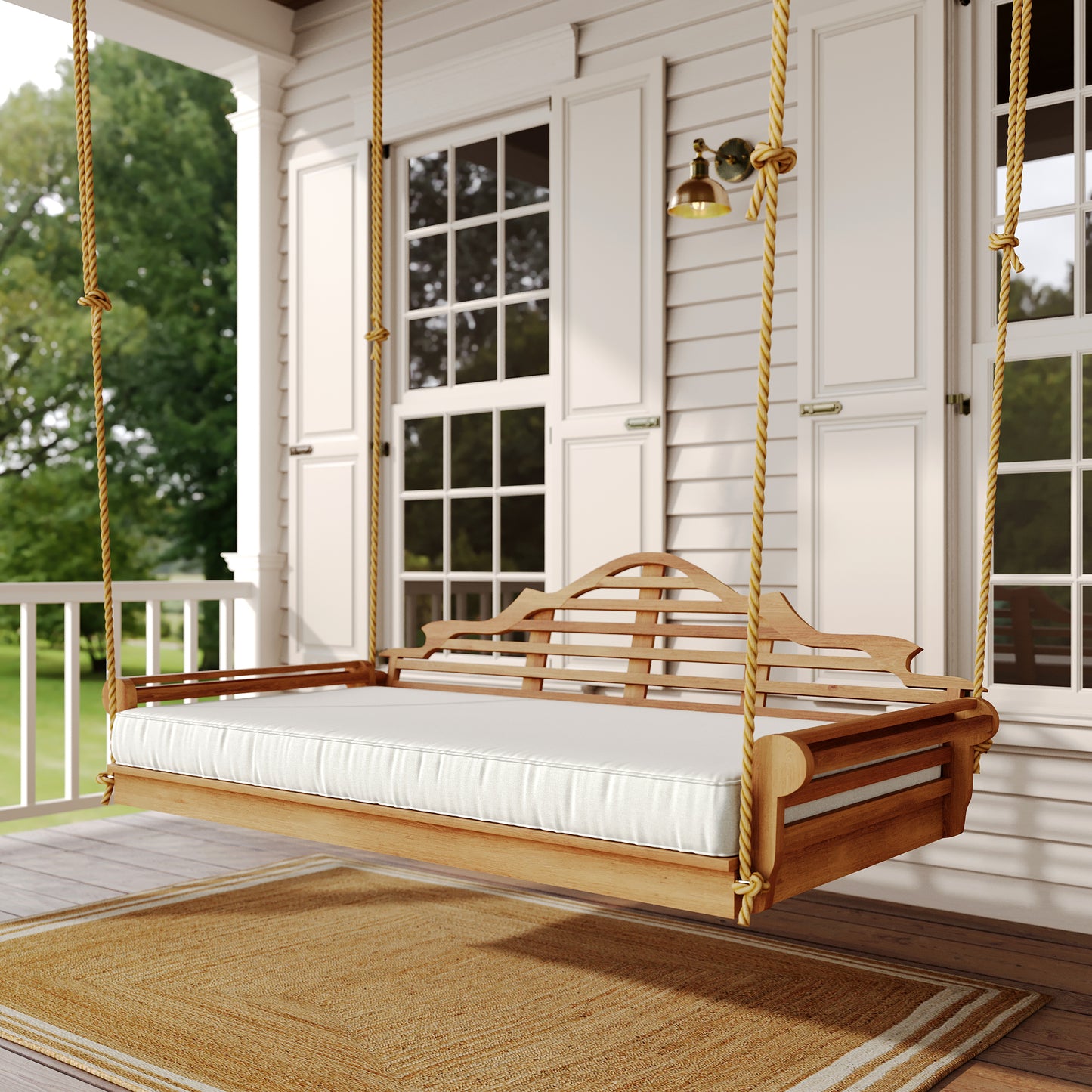 Milan Red Cedar Swing Bed in Natural Stain