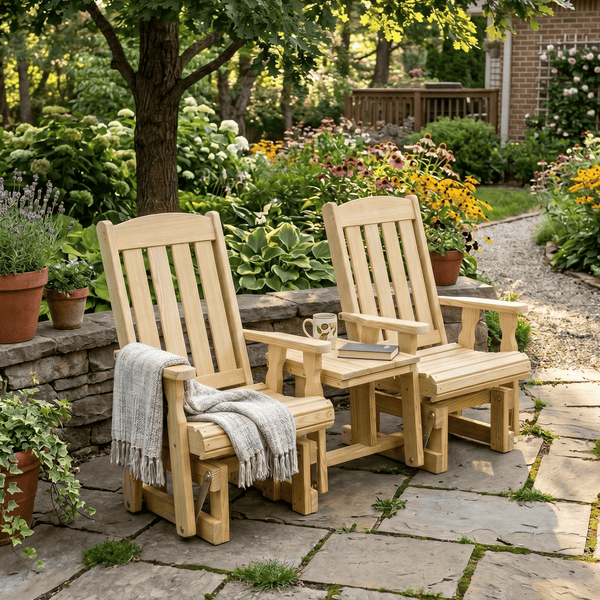 Amish Casual Heavy Duty Mission Glider Chair and Table Set