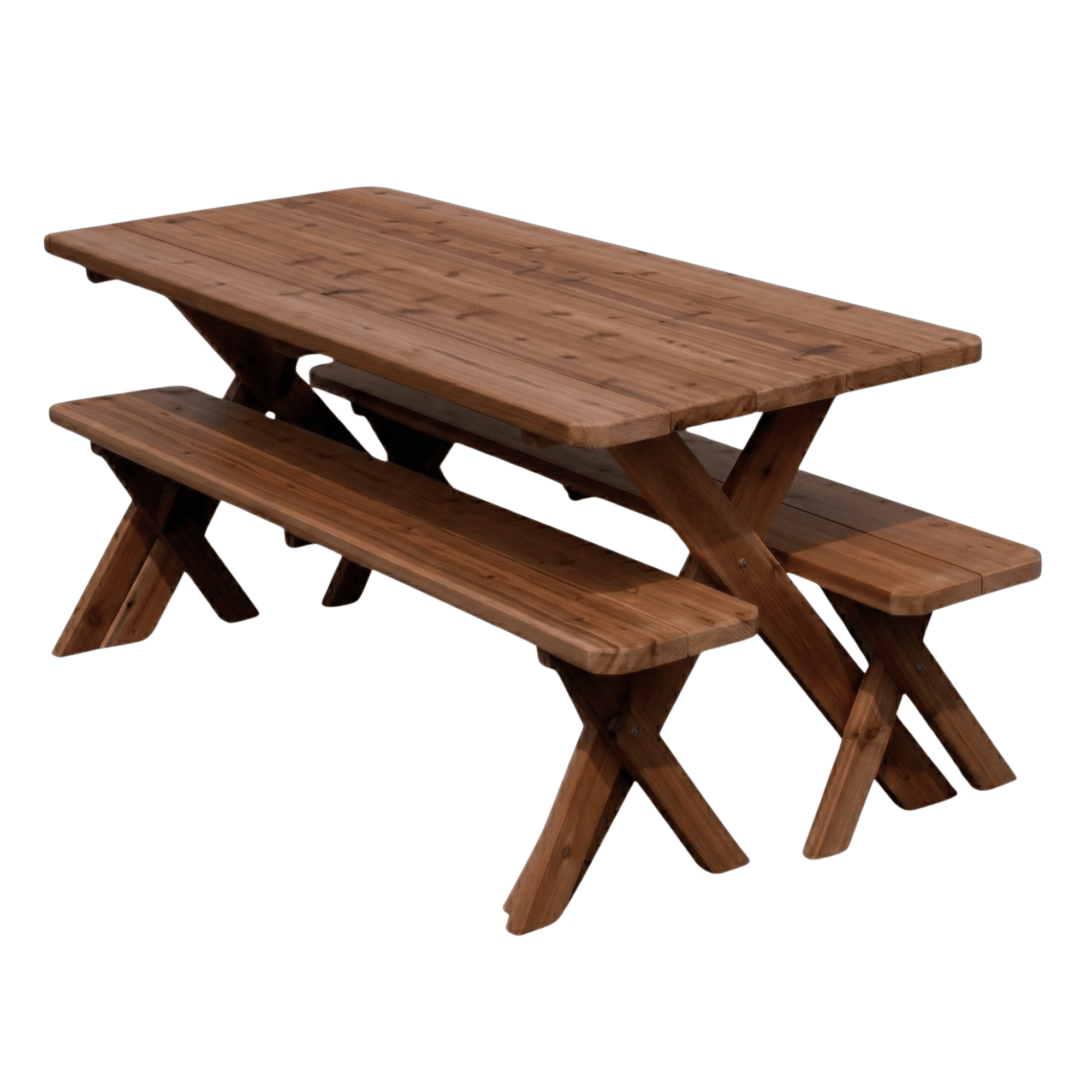 Keystone Amish Co. Red Cedar Crossleg Outdoor Table with Benches