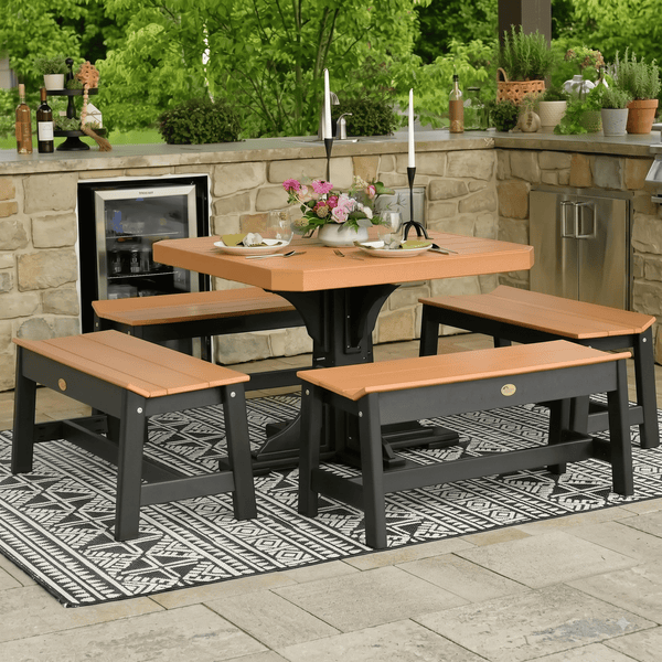 Luxcraft Poly Composite 4-Person Square Dining Table & Bench Set