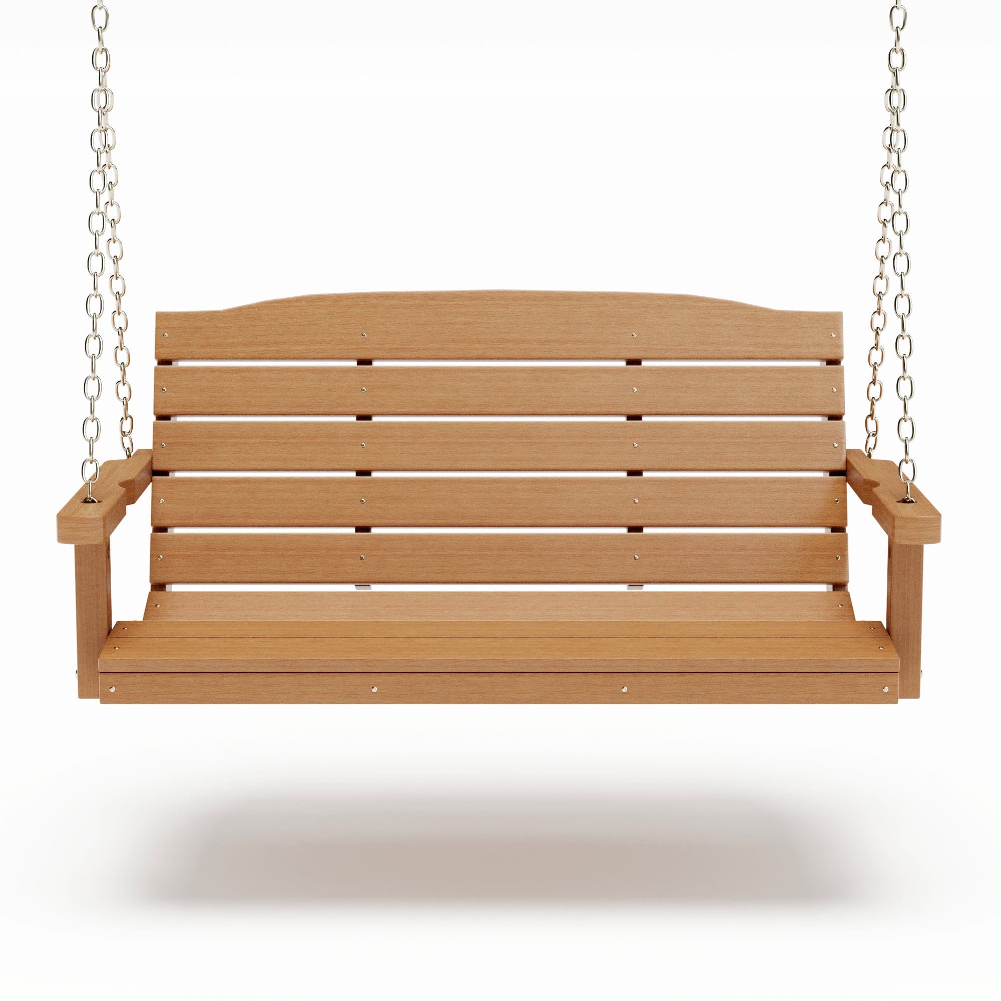 SimplyPoly 4 Foot Amish Made Classic Recycled Plastic Porch Swing, Natural Teak Wood Grain