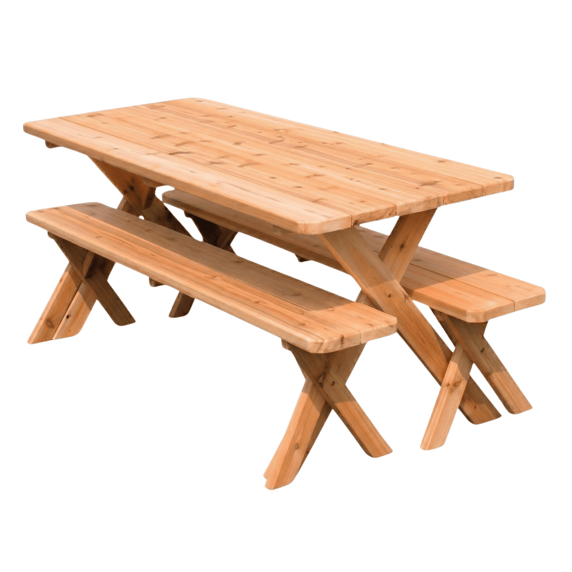 Keystone Amish Co. Red Cedar Crossleg Outdoor Table with Benches