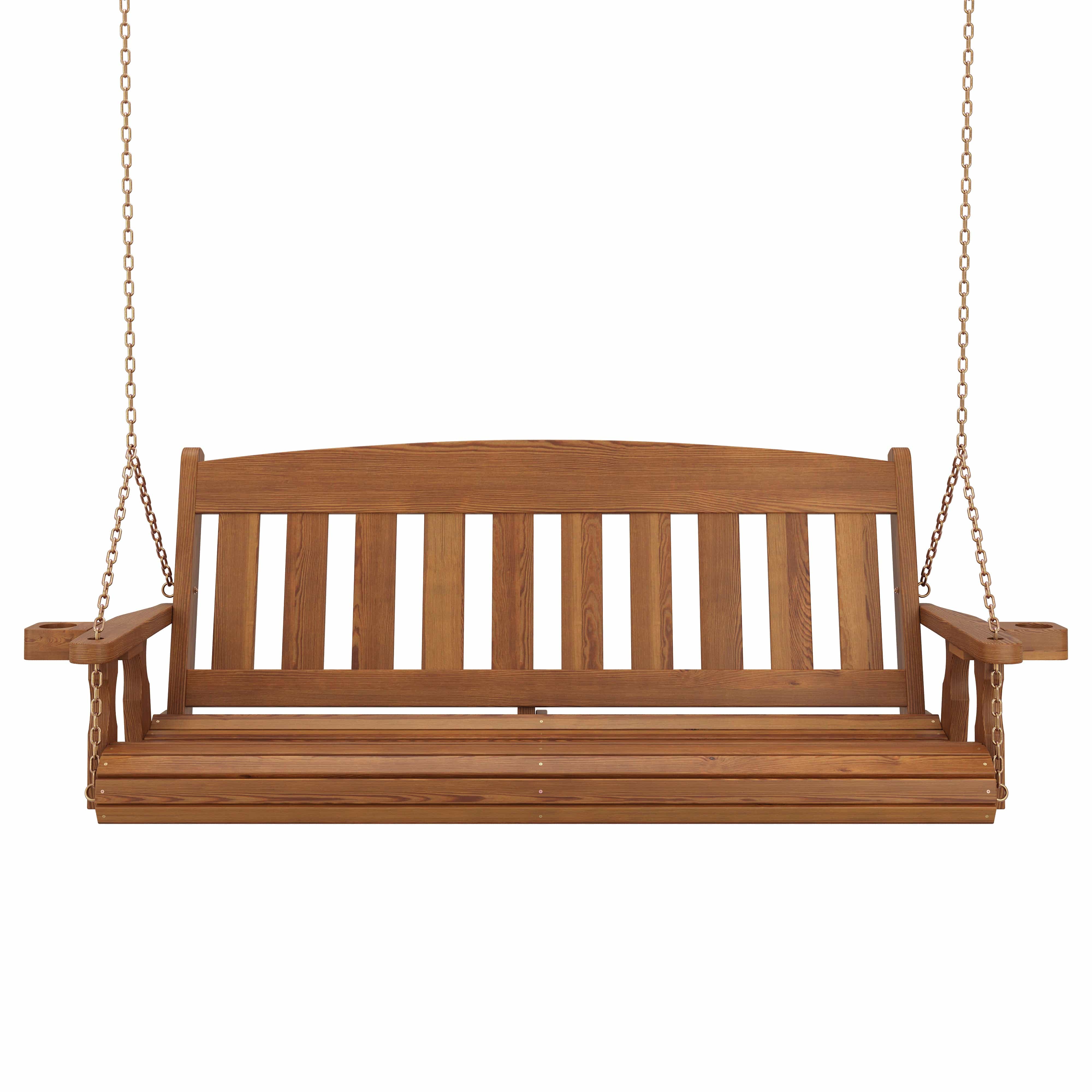 Amish Casual 6 Foot Oak Stain Mission Porch Swing