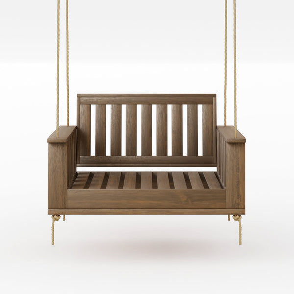 Amish Casual Rockford Daybed Swing Package with Included Cushions, Lounge, Oak Stain with Clearcoat