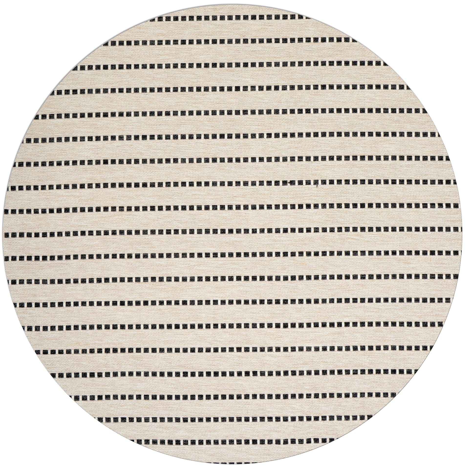 Ottenby Round Oudoor Rug, Black on White