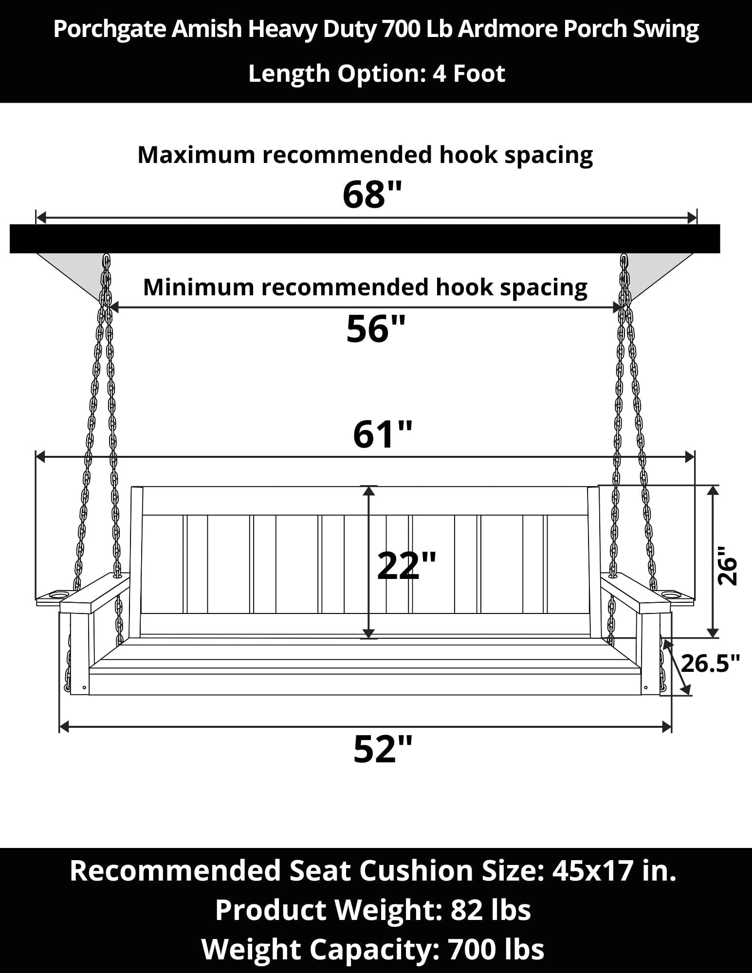 Porchgate Amish Heavy Duty 700 Lb Ardmore Porch Swing