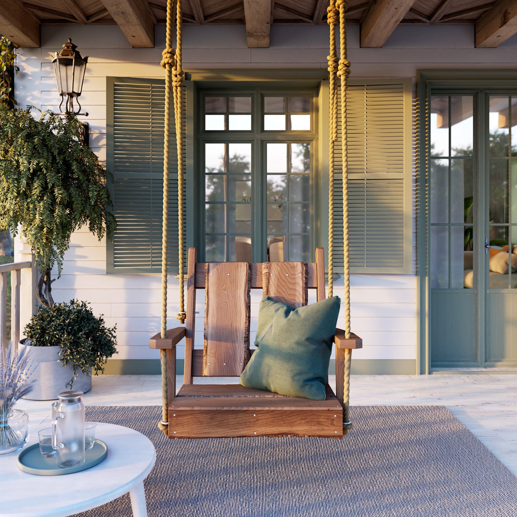 Keystone Amish Palmer Live Edge Timberland Rustic Porch Swing