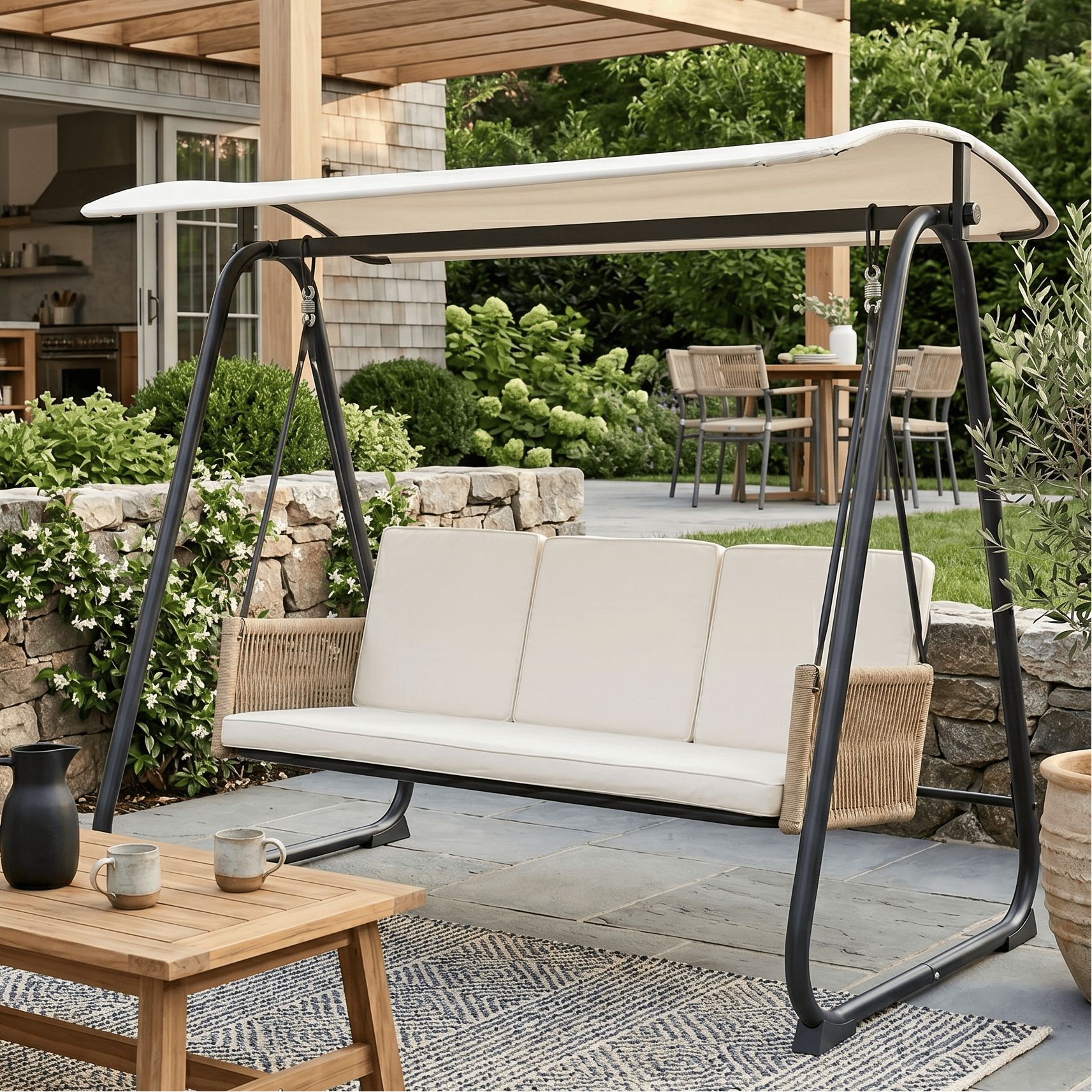 East Green Parker Patio Swing with Canopy Stand
