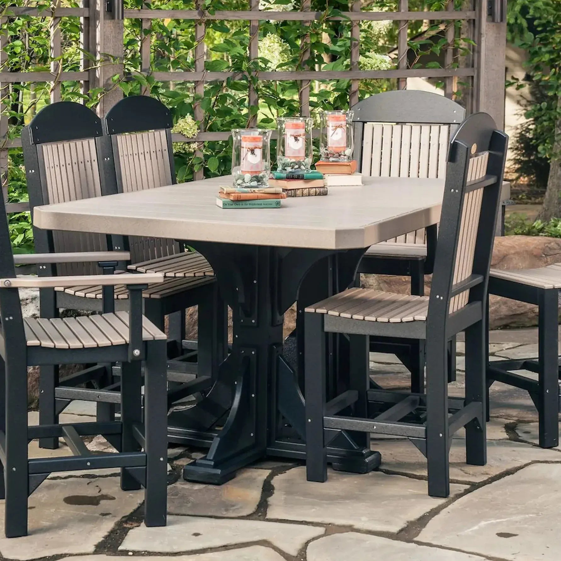 Poly Rectangular Table in Weatherwood & Black