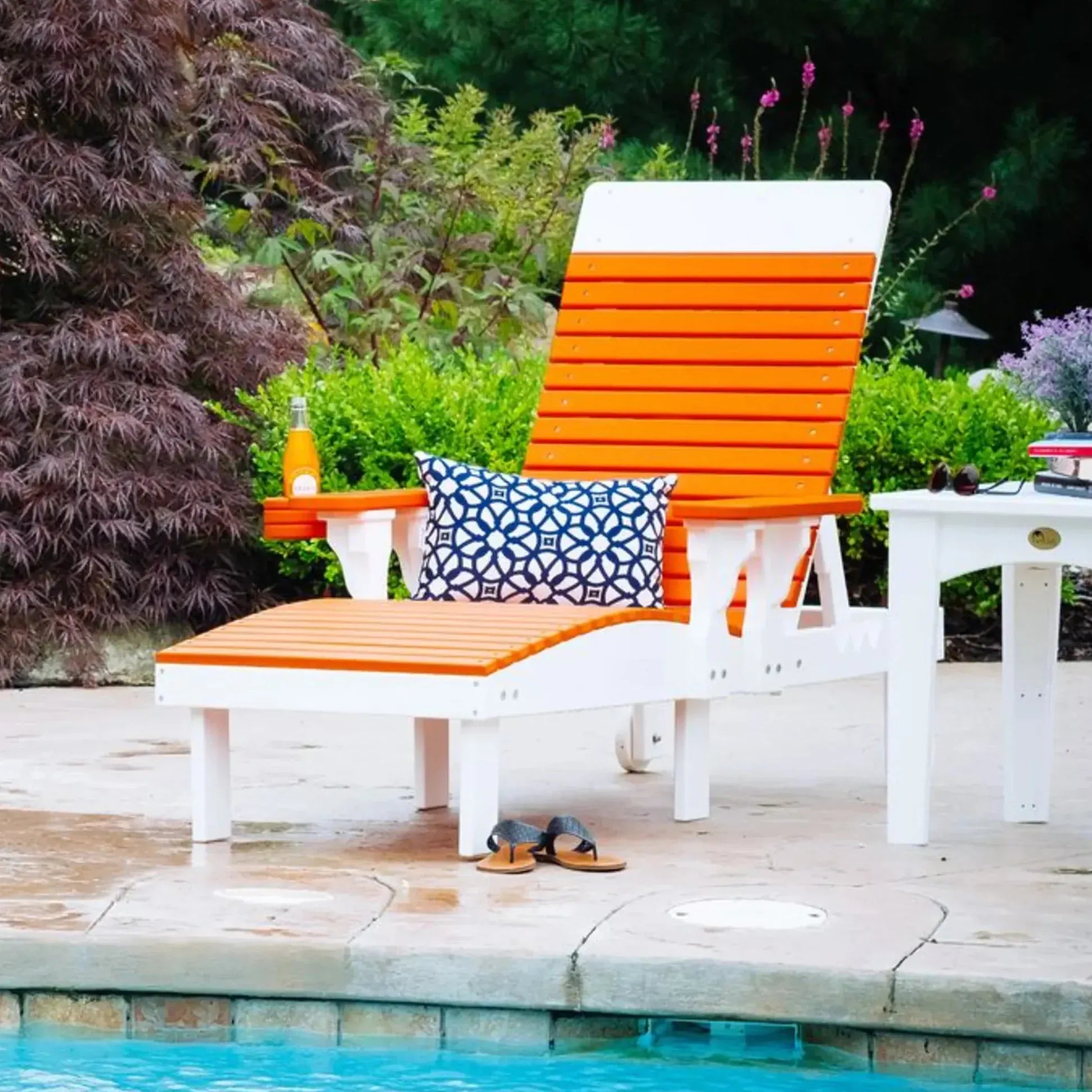 Poly Lounge Chair in Tangerine & White