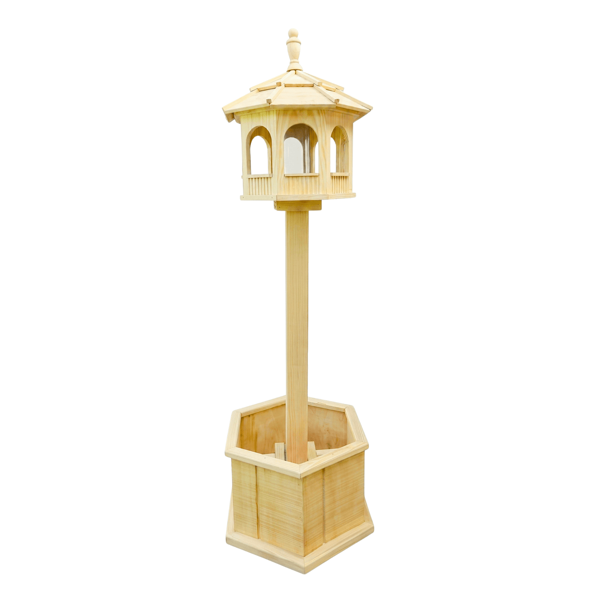 Porchgate Amish Freestanding Gazebo Bird Feeder with Planter Base in Unfinished