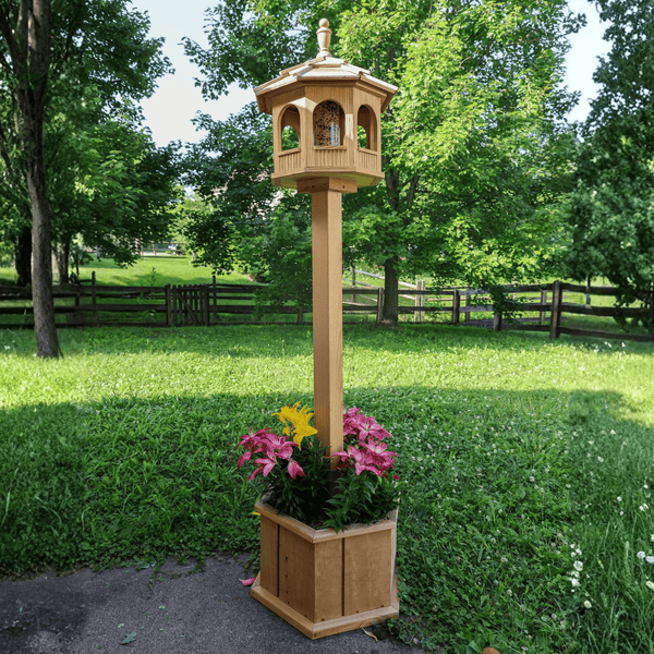 Porchgate Amish Freestanding Gazebo Bird Feeder with Planter Base in Unfinished Lifestyle