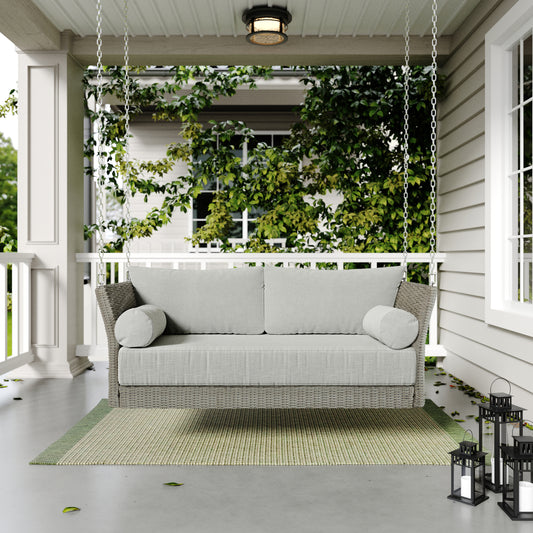 Sonoma Wicker Daybed Porch Swing With Cushions