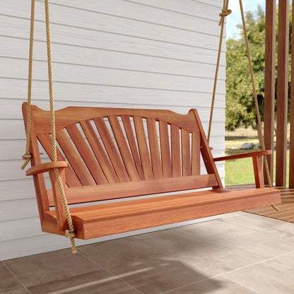 Keystone Amish Co. 4 Foot Sunburst Red Cedar Porch Swing Without Cupholders