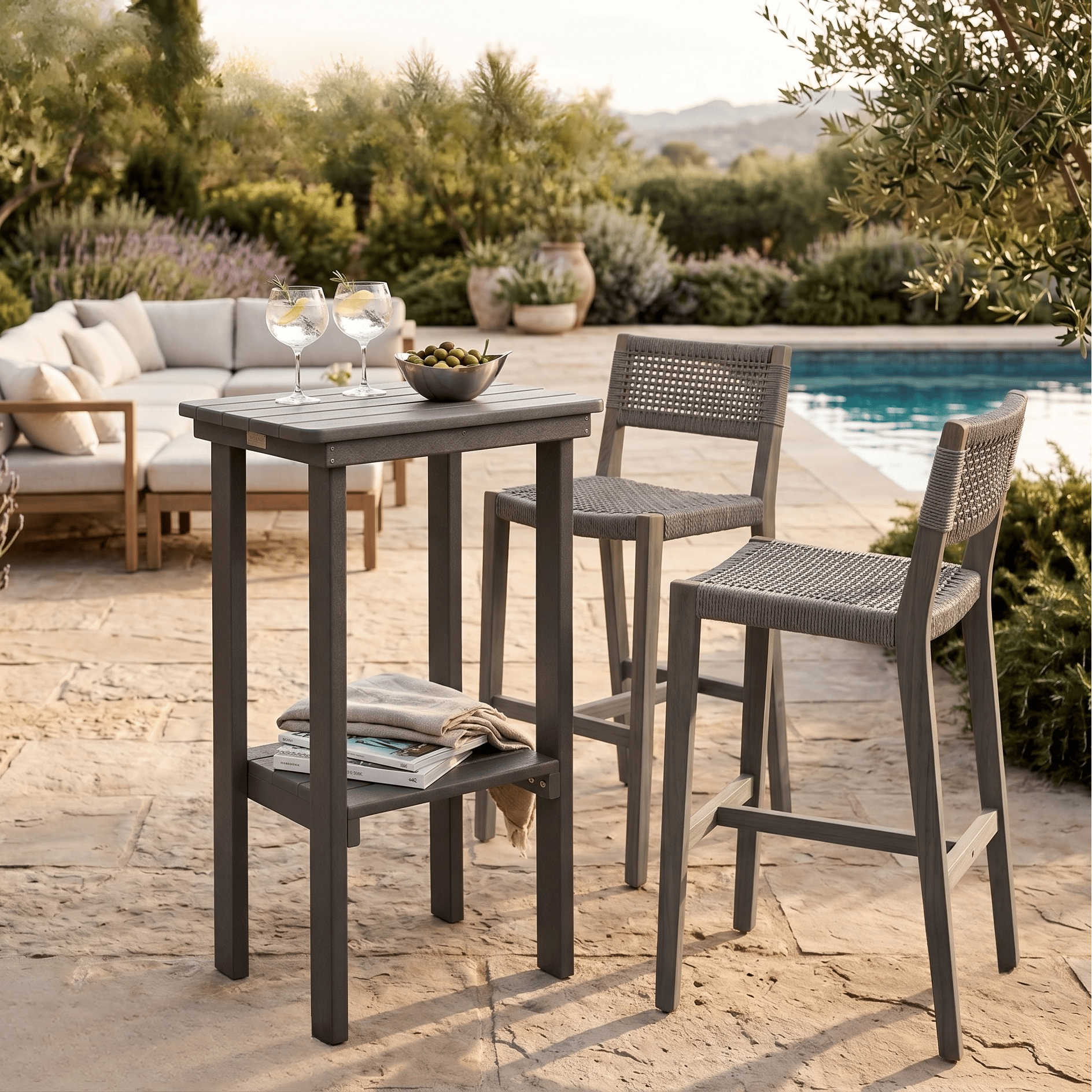 Berlin Gardens Outdoor Rectangular End Bar Table