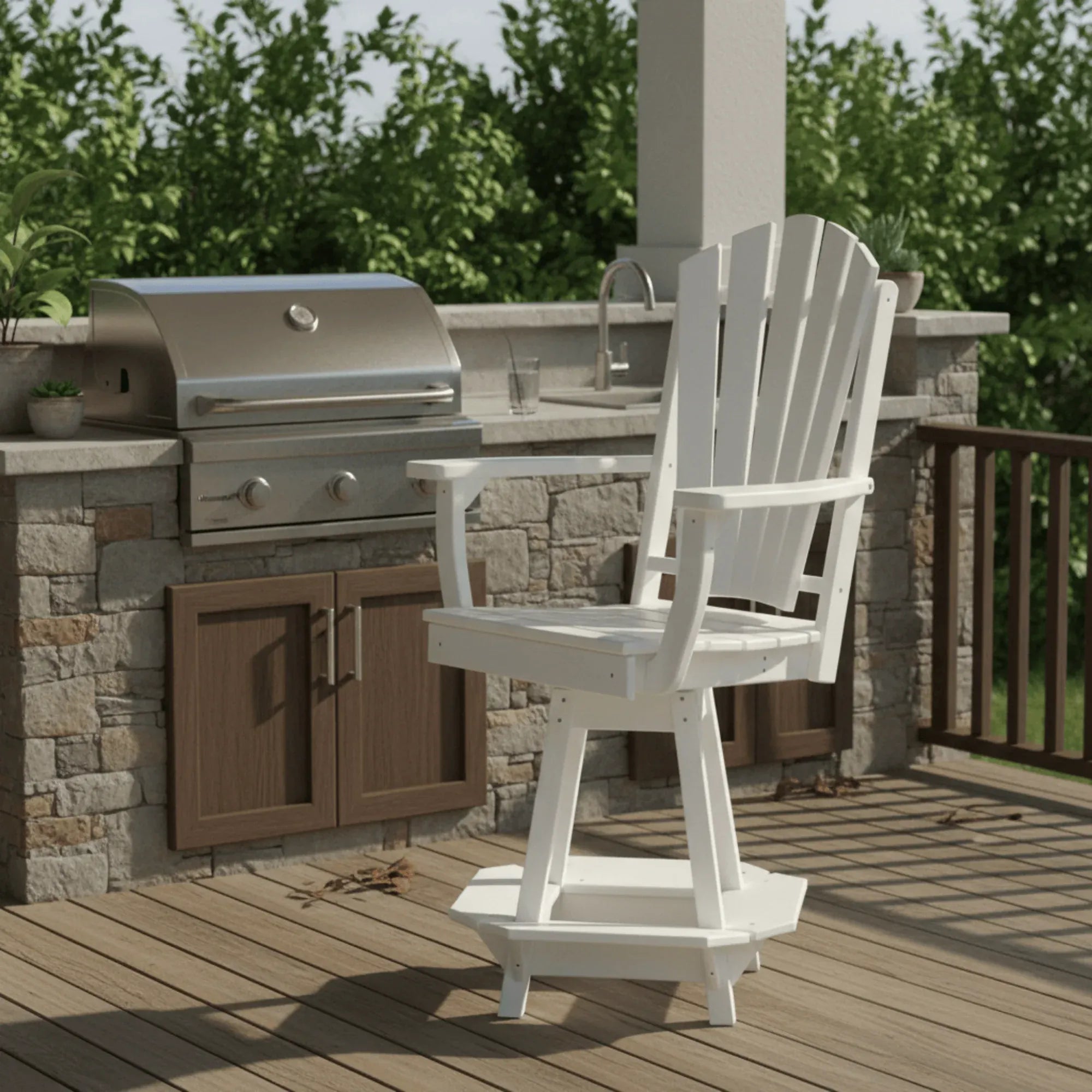 Keystone Amish Co. Sunburst Poly Composite Swivel Counter Chair with arms