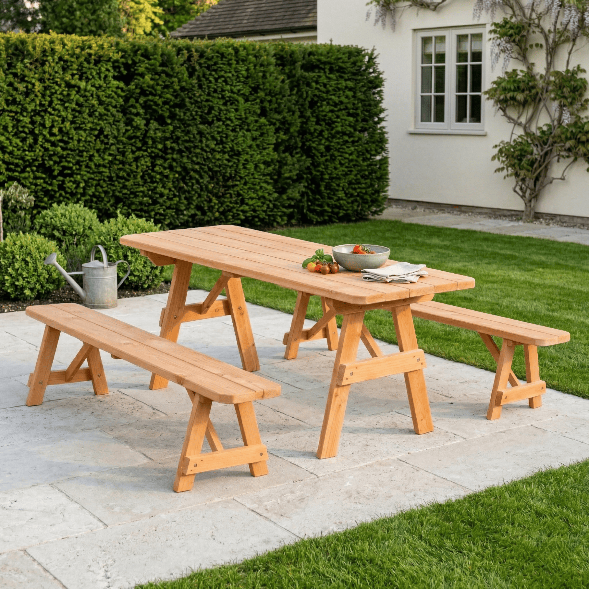 Keystone Amish Co. Red Cedar Traditional Outdoor Table with Benches