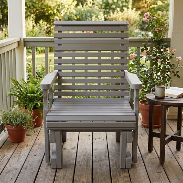 Amish Casual Heavy Duty 600 Lb High Back Roll Back Treated Glider Chair