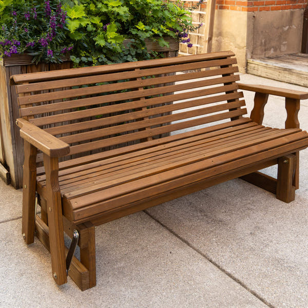 Amish Casual Roll Back Glider in Oak