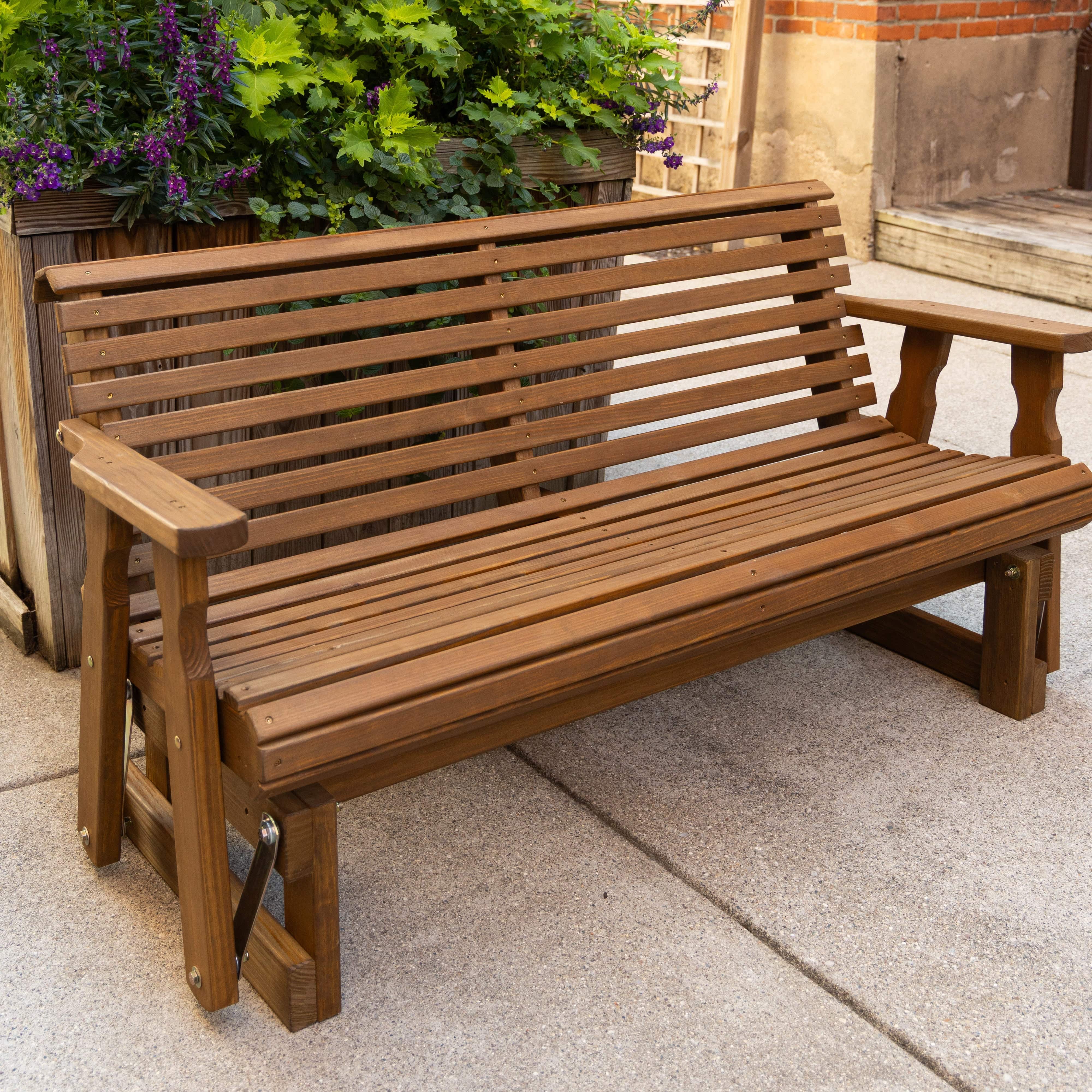 Amish Casual Roll Back Glider in Oak