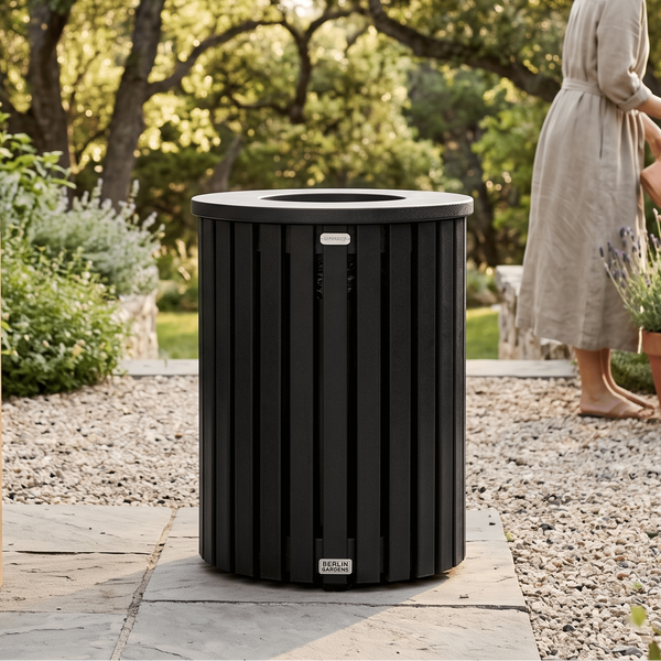Berlin Gardens Outdoor Round Poly Trash Can