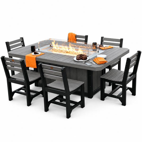 Luxcraft Lumin Poly Lumber 6-Person Dining Fire Table & Chair Set