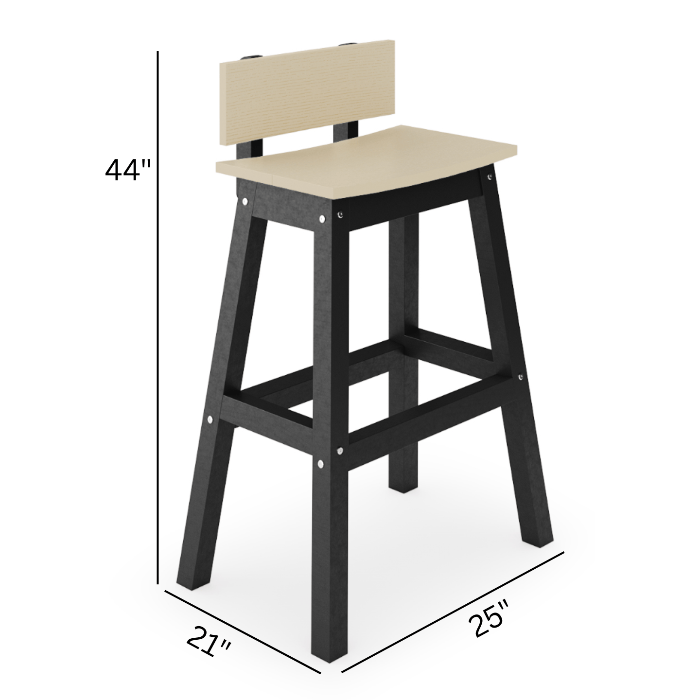 SoPoly Saddle Poly Bar Stool with Back