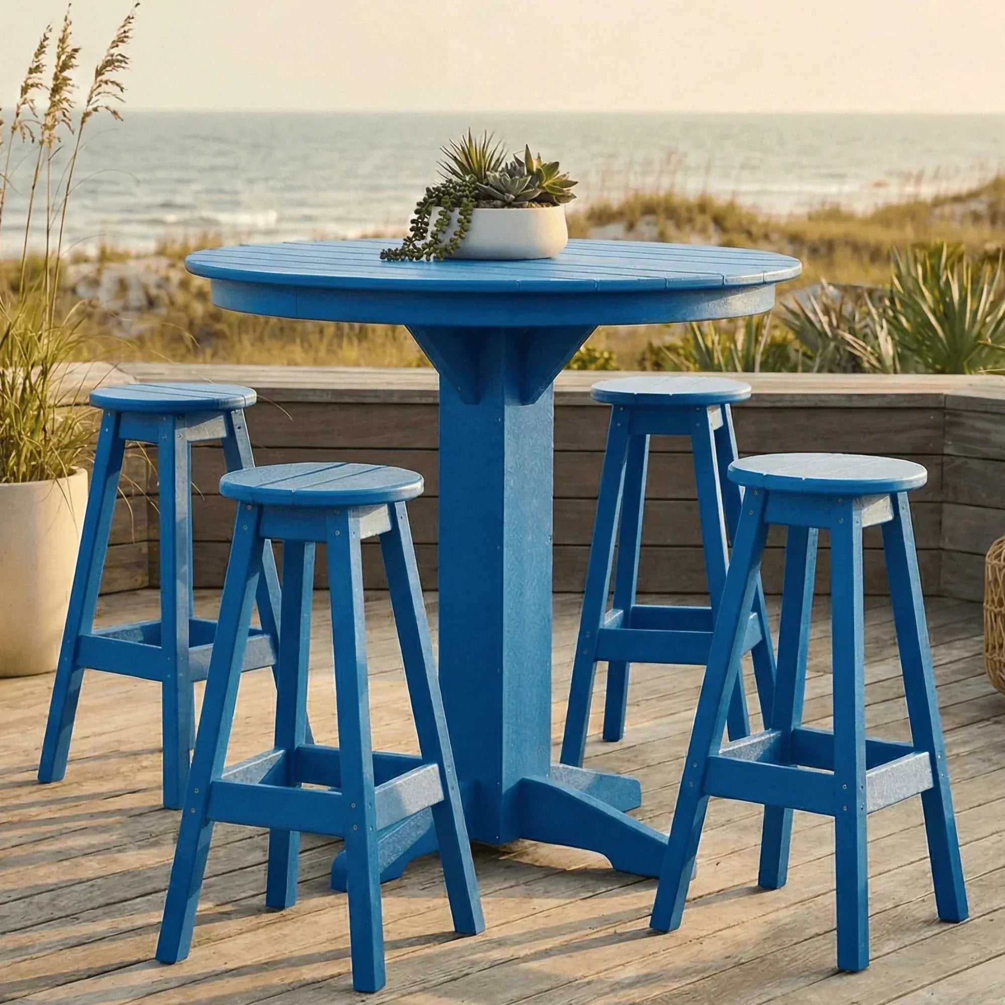 Keystone Amish Co. Poly Composite Sierra 5-Piece Bar Set with Round Table