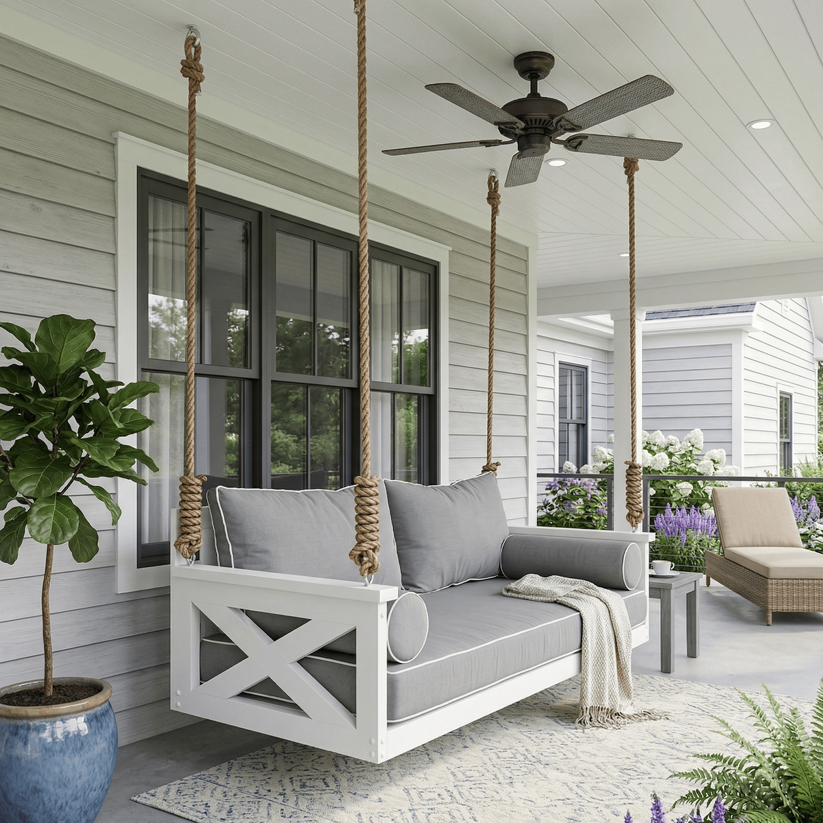 Atlantic Swing Co. Simon Daybed Swing in Pine, White