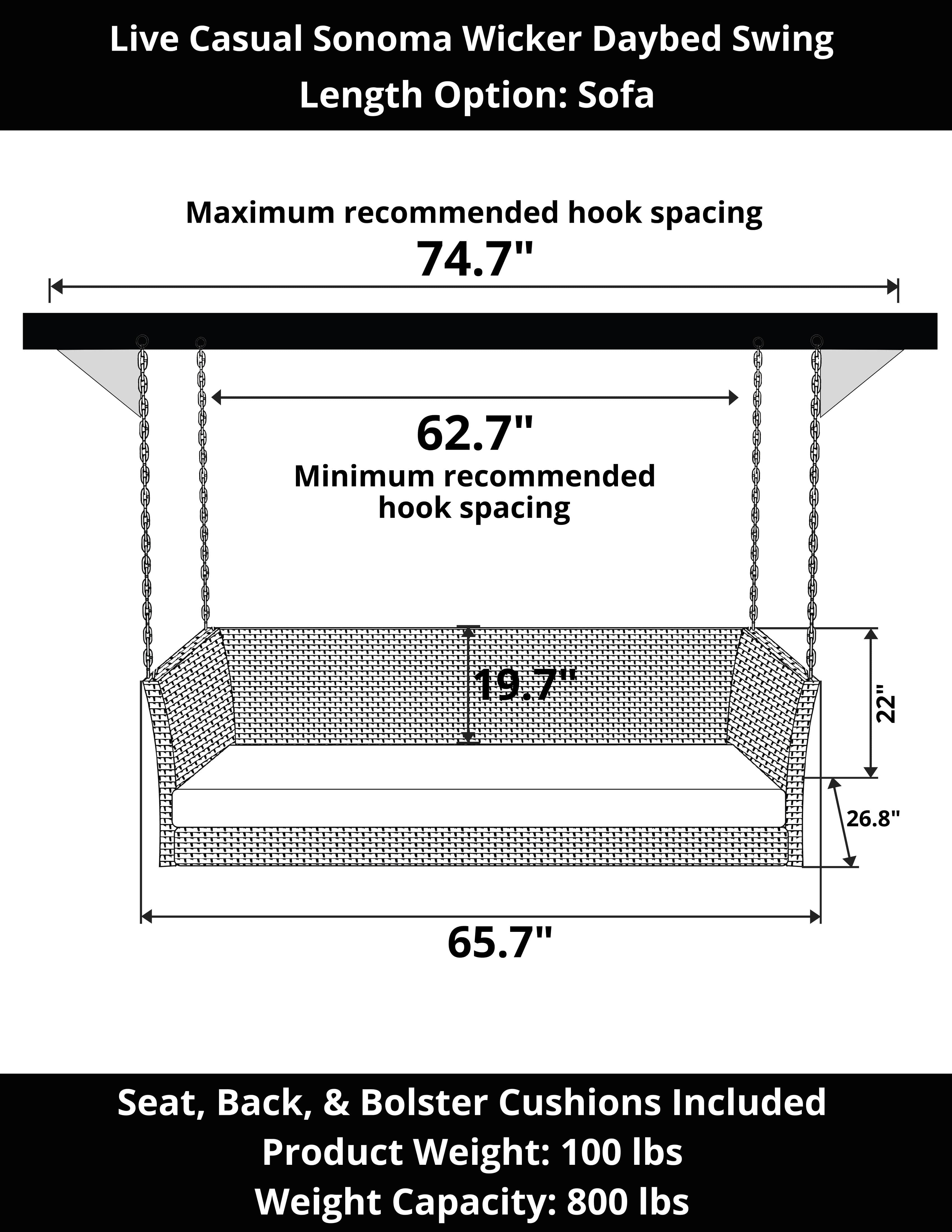 Sonoma Wicker Daybed Porch Swing With Cushions