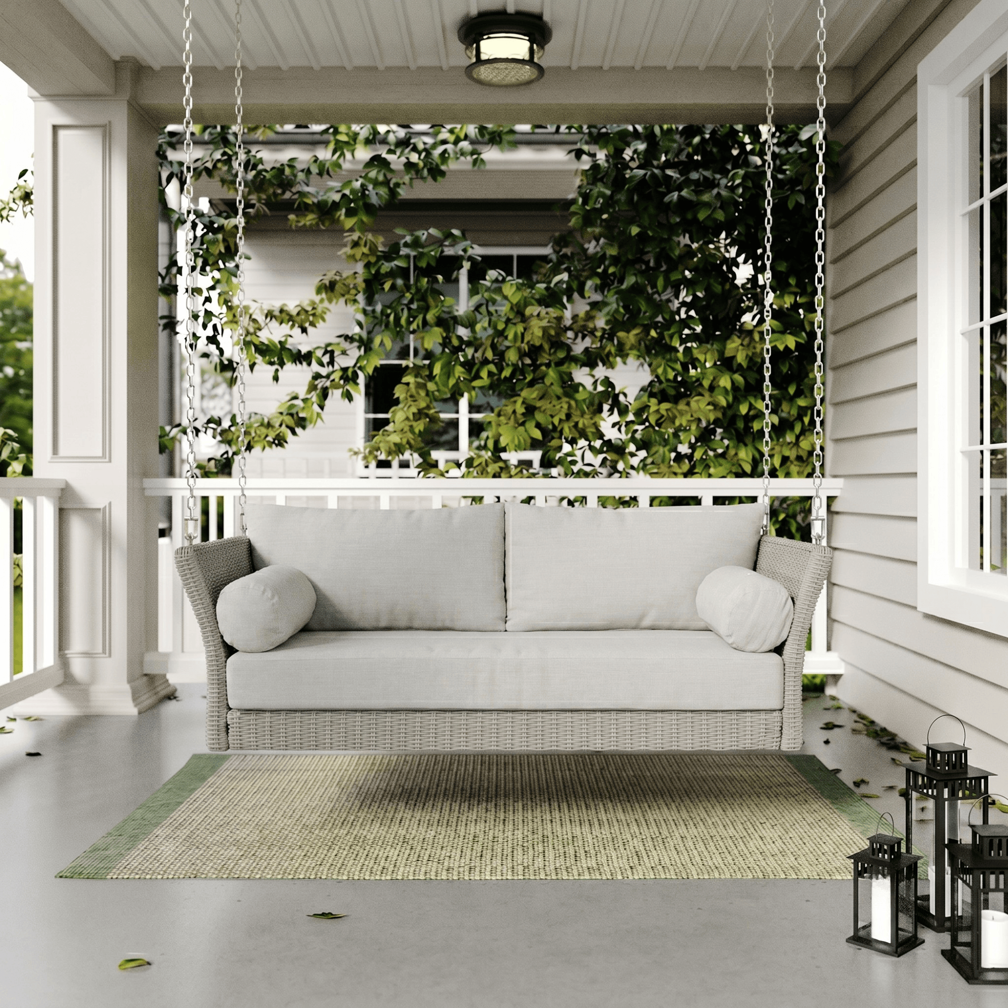 Sonoma Wicker Daybed Porch Swing With Cushions